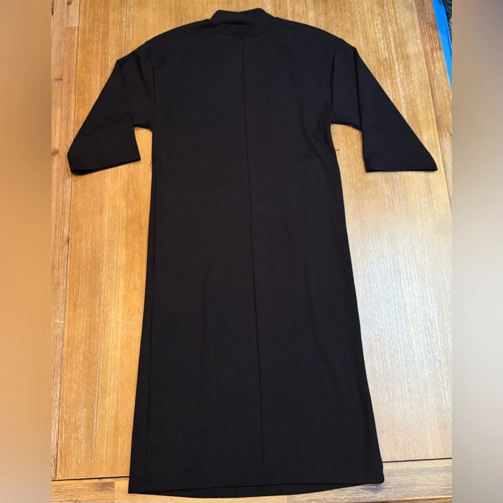 Zara Women’s‎ Mock Neck Midi Dress Black 3/4 Sleeves Size S